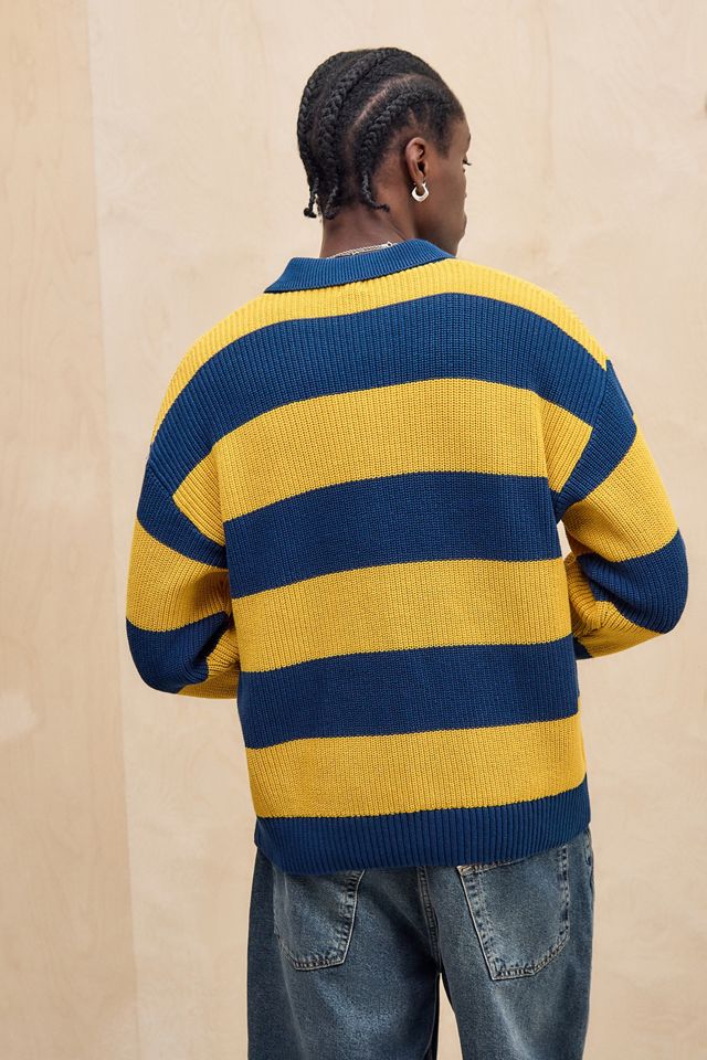 BDG Navy & Yellow Striped Knit Rugby Shirt #3