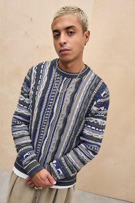 Ayker Green & Navy Textured Knit Jumper