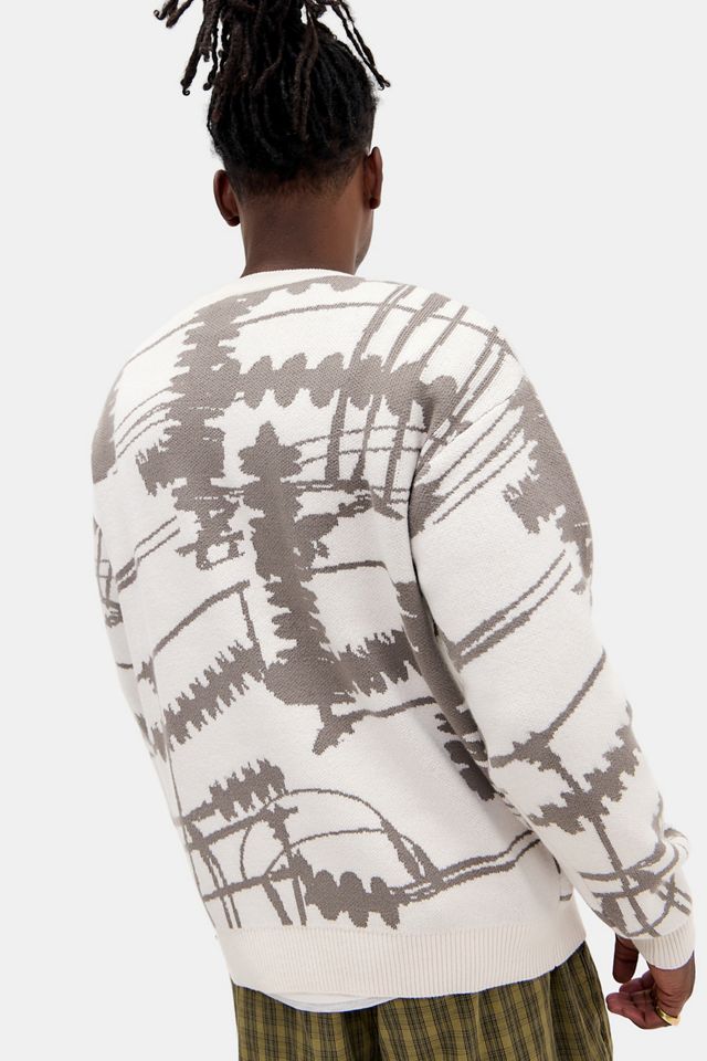 UO Ecru Gemusterter Pullover mit Rundhalsausschnitt #3
