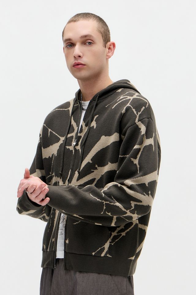 UO Brown Thorn Zip-Through Knit Hoodie #4