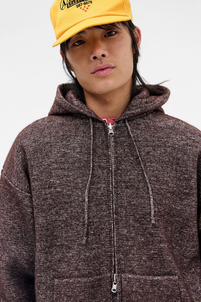Loom Burgundy Zip-Through Knit Hoodie #1