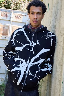 Sweat à capuche UO noir et blanc à motif épines