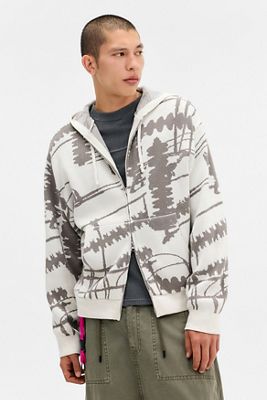 Sweat à capuche tricoté motif vis écru UO