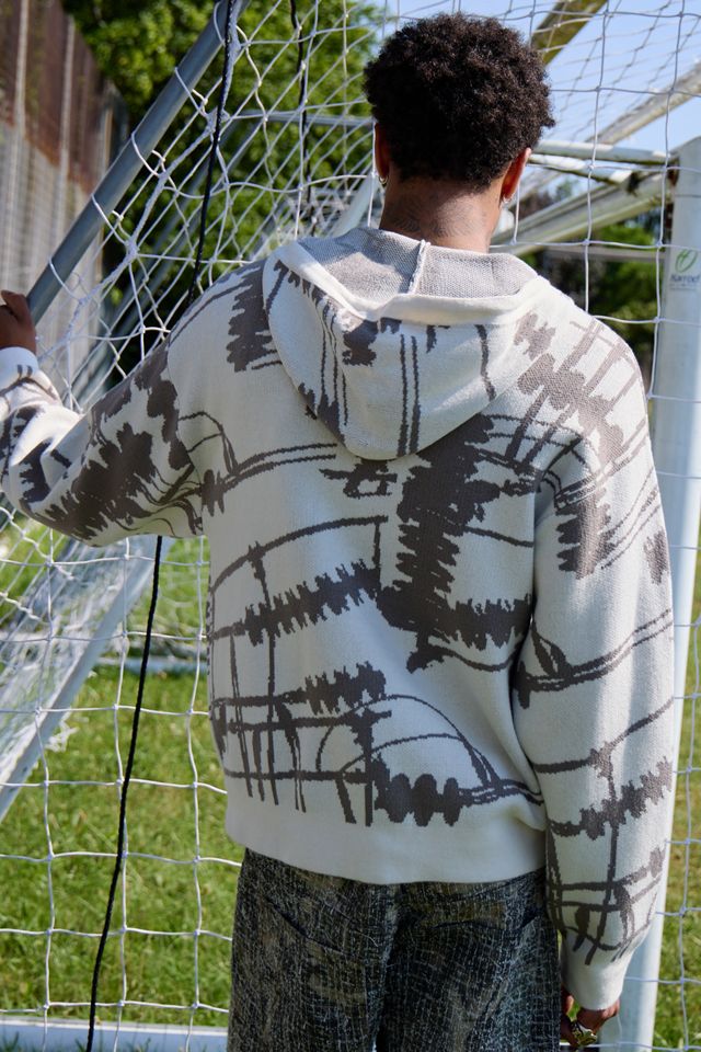 UO Ecru Screw Pattern Knit Hoodie #2