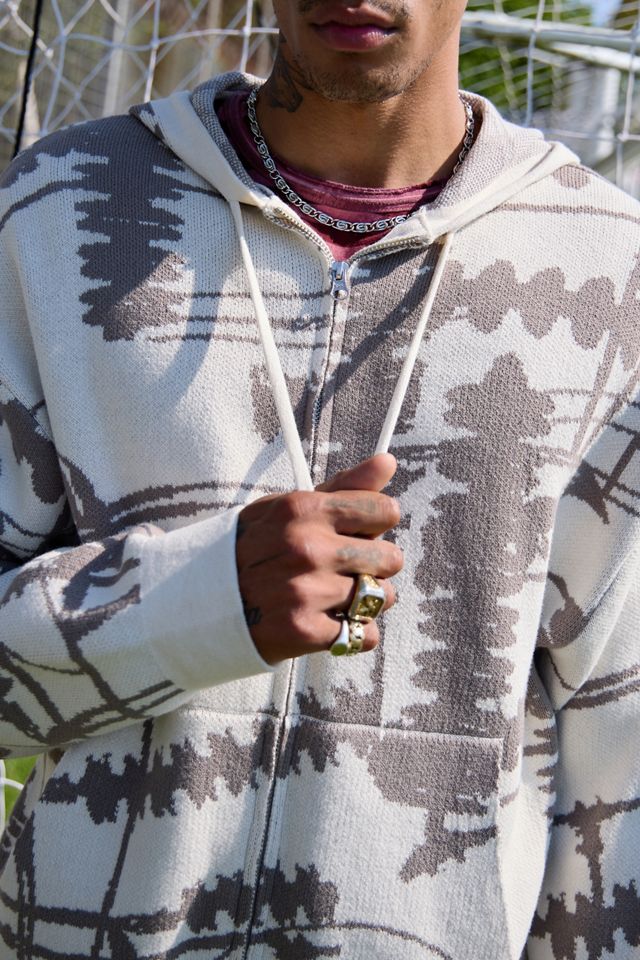 UO Ecru Screw Pattern Knit Hoodie #3