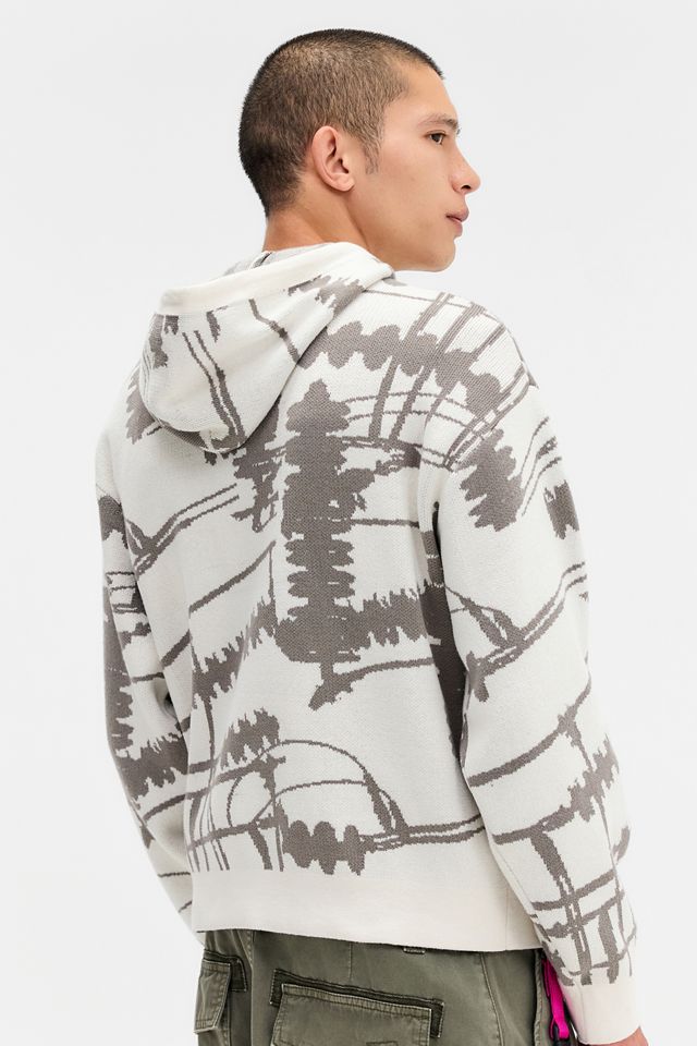 UO Ecru Screw Pattern Knit Hoodie #4