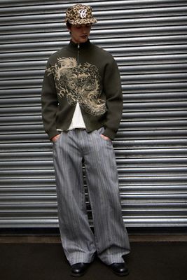 Archivis Dragon Zip-Through Knit Hoodie