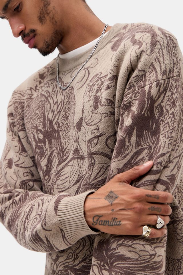 Archivis Taupefarbener Pullover mit Drachenmuster #2
