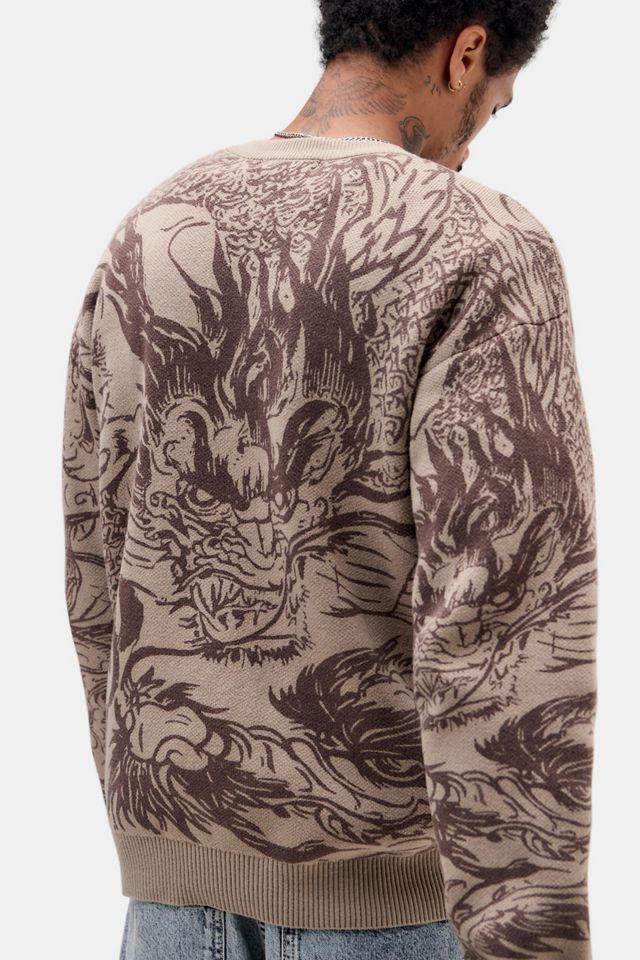 Archivis Taupefarbener Pullover mit Drachenmuster #3