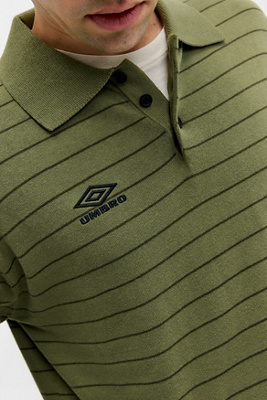 Umbro UO Exclusive Green Stripe Polo Shirt - Green S at Urban Outfitters
