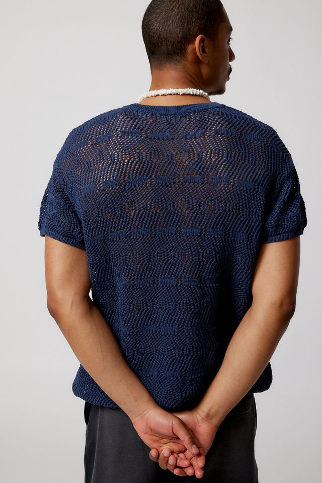 BDG Navy Geo Knitted T-Shirt  #3