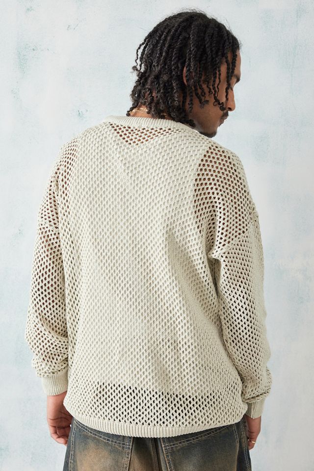 BDG Ecru Long Sleeve Mesh Jumper #3