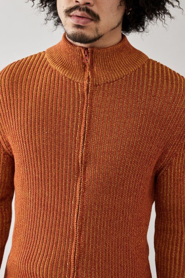 BDG Gold Ribbed Knit Zip-Through Top | Urban Outfitters UK