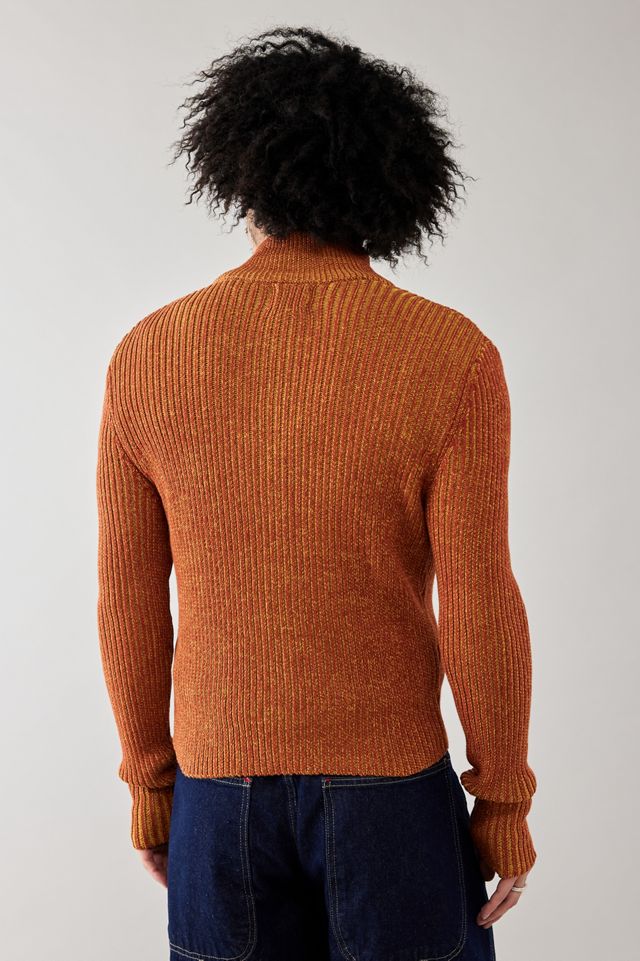 BDG Gold Ribbed Knit Zip-Through Top | Urban Outfitters UK
