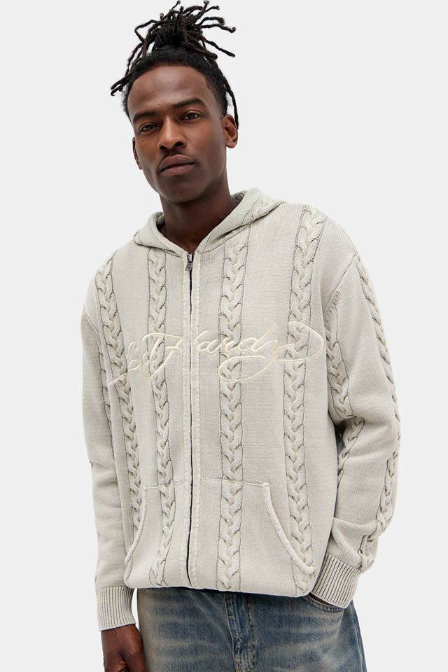 Ed Hardy Sweat à capuche en maille torsadée écru UO Exclusive #2