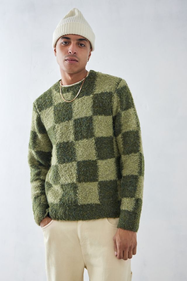 BDG Green Boucle Checkerboard Jumper | Urban Outfitters UK