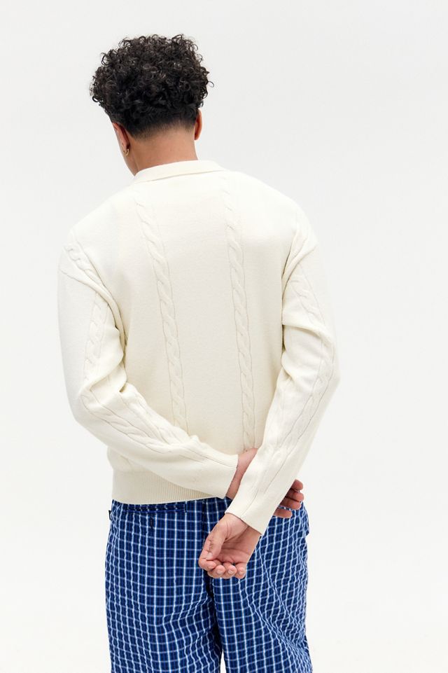 iets frans... Ecru Cable knit Polo Shirt #3