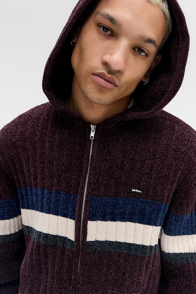 iets frans... Sweat à capuche en chenille à rayures prune #1