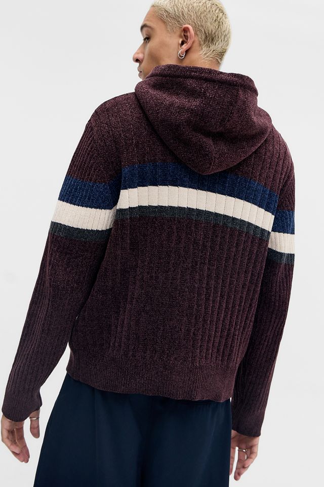 iets frans... Sweat à capuche en chenille à rayures prune #3