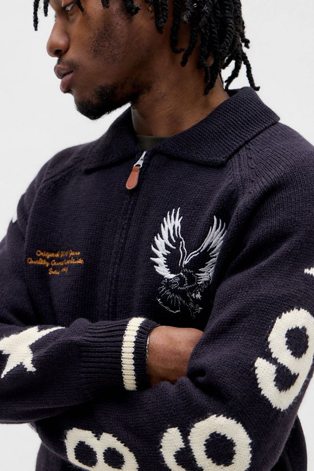Veste tricotée style varsity marine BDG #1