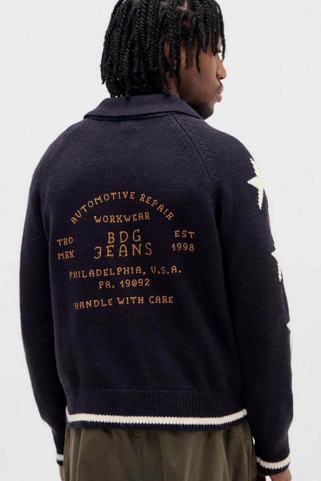 Veste tricotée style varsity marine BDG #3
