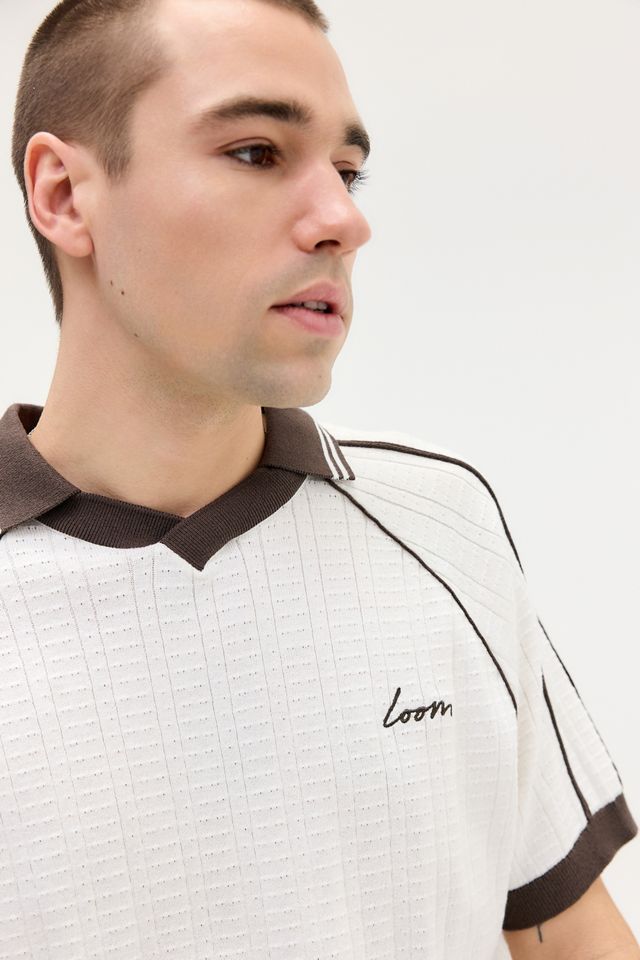 Loom Ecru Short Sleeve Knitted Polo Shirt #1