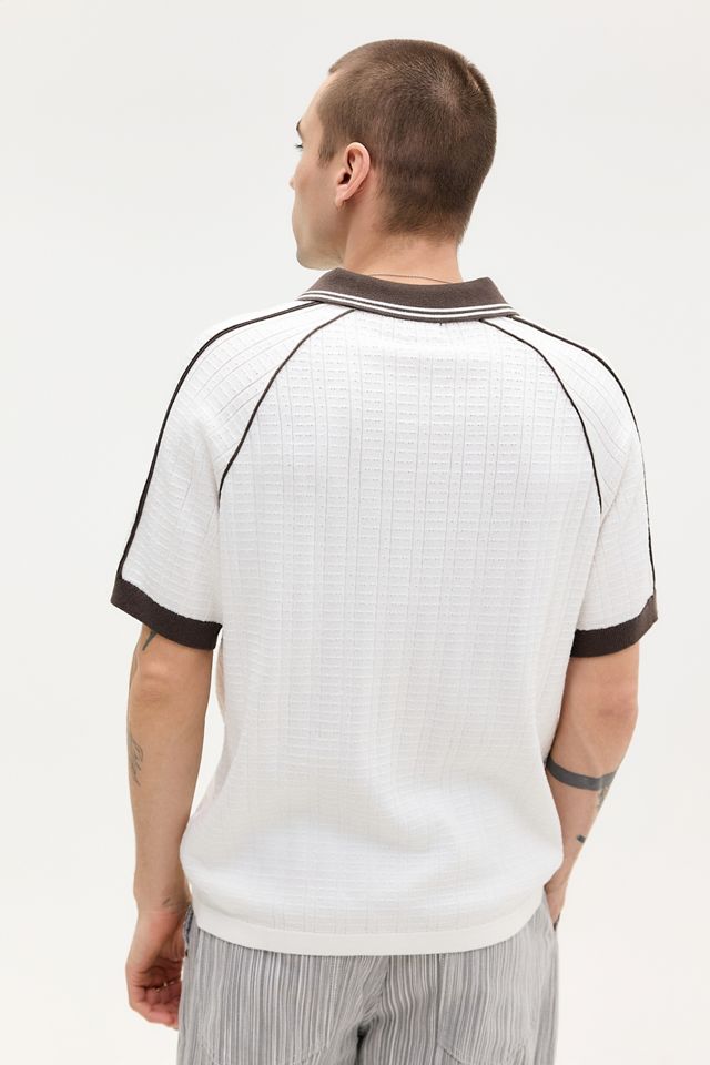 Loom Ecru Short Sleeve Knitted Polo Shirt #3
