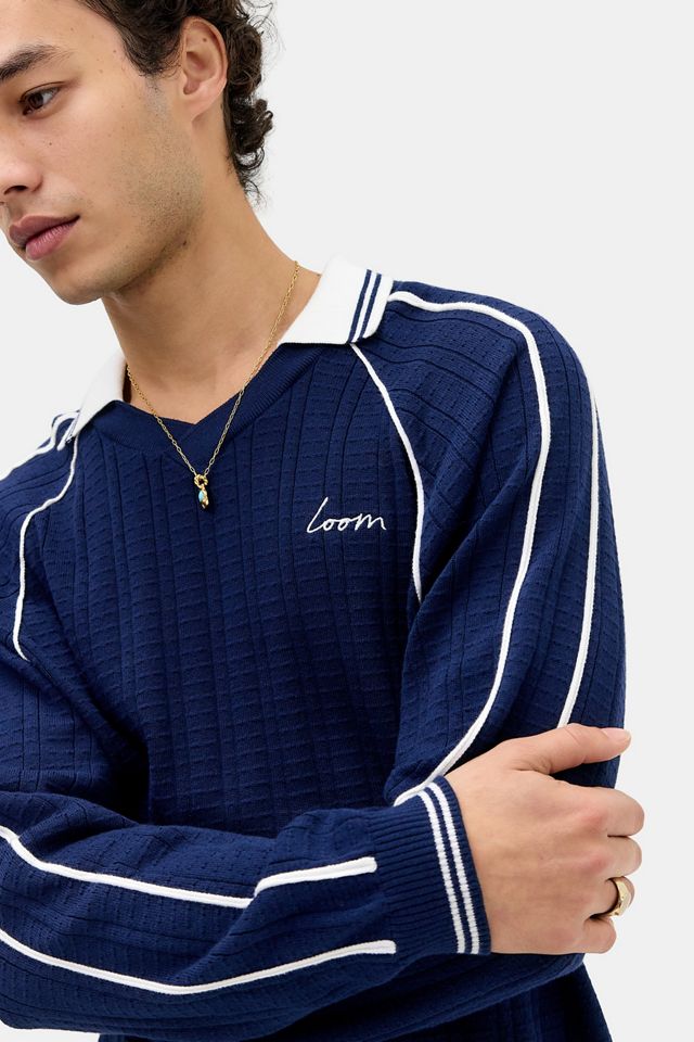 Loom Navy Long Sleeve Knit Polo Shirt #1