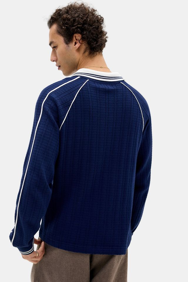 Loom Navy Long Sleeve Knit Polo Shirt #3