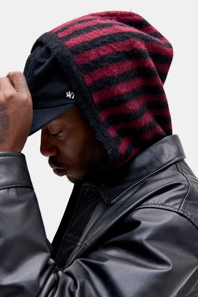 Archivis Sweat à capuche en maille rayé noir et bordeaux #2