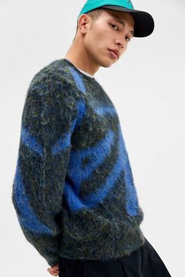 iets frans... Schwarz & Kobaltblau Intarsien-Strickpullover