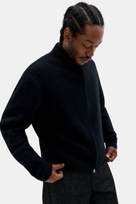 Cardigan en maille uni noir à fermeture éclair Loom