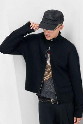 Loom Cárdigan de Punto Negro Liso con Cremallera