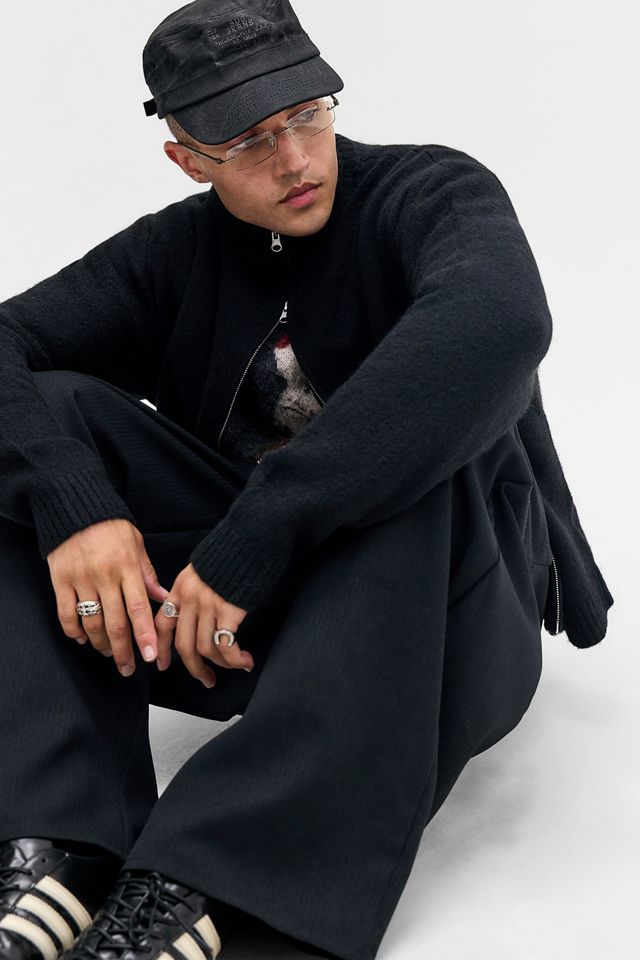 Loom Black Plain Zip-Through Knit Cardigan #5