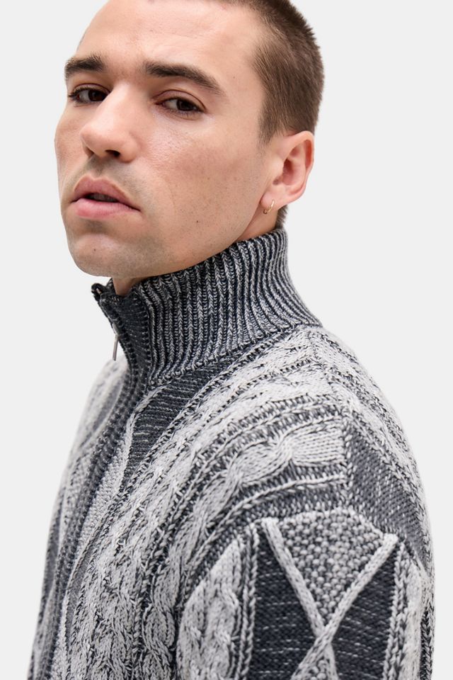 Archivis Zip-Through Zopfmuster Pullover #1