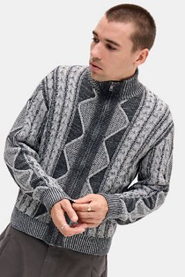 Archivis Zip-Through Zopfmuster Pullover