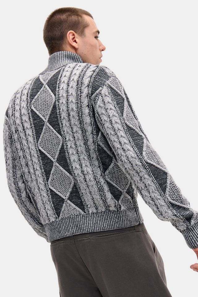 Archivis Zip-Through Zopfmuster Pullover #3