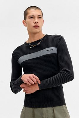 Pull côtelé noir Archivis