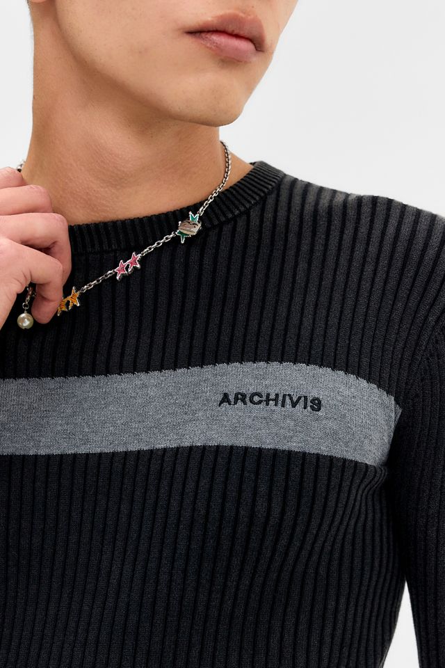 Archivis Schwarzer Rippstrick-Pullover #2