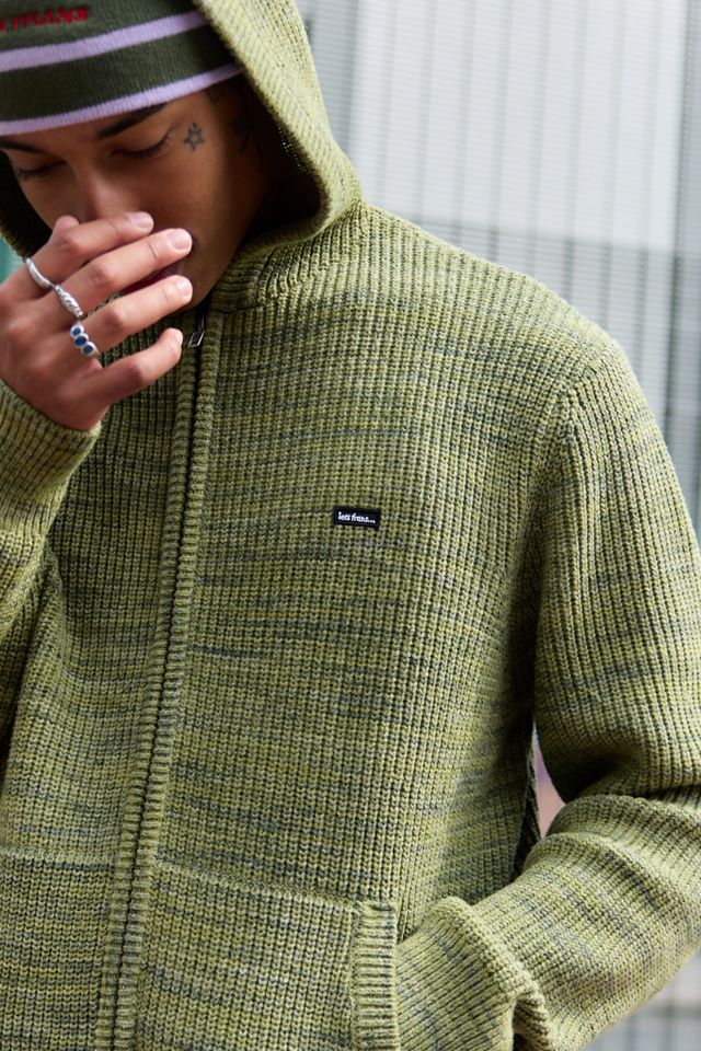 iets frans... Grüner Chenille-Strick-Kapuzenpullover #1