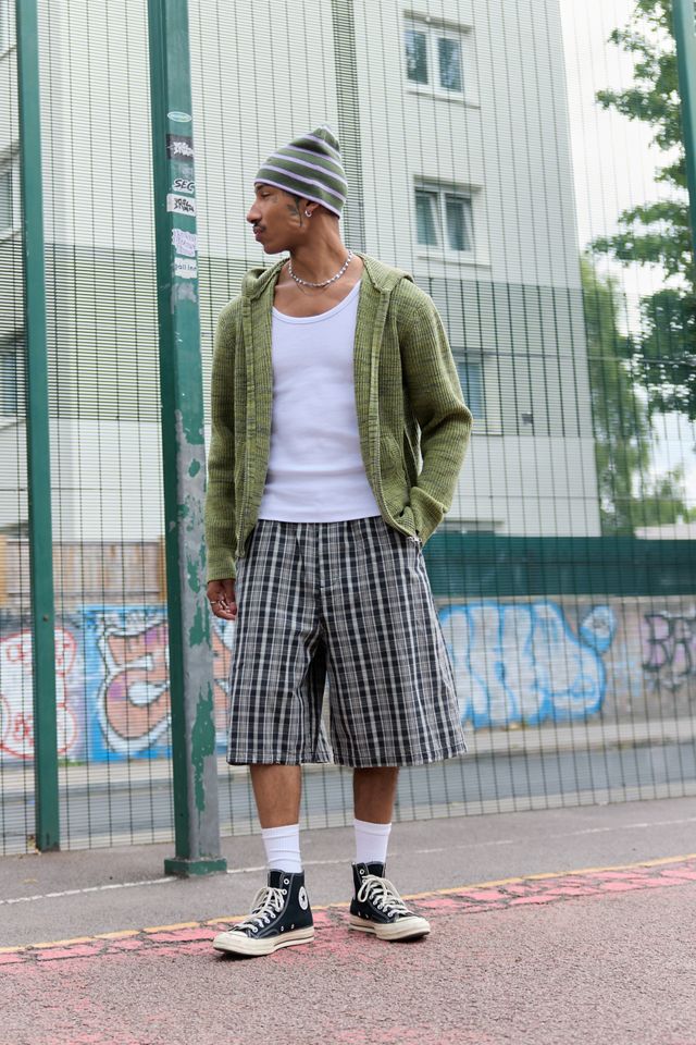 iets frans... Grüner Chenille-Strick-Kapuzenpullover #2