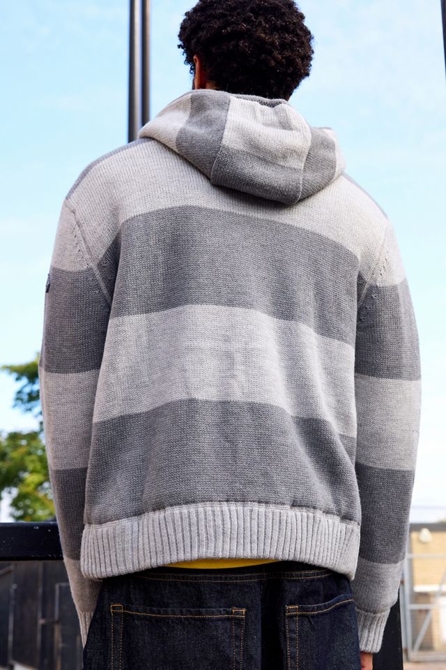 Sudadera con Capucha BDG Gris de Borreguillo a Rayas con Cremallera #3