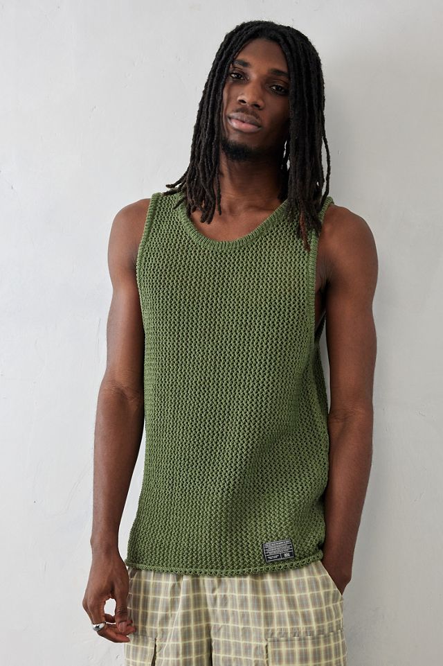 BDG Khaki String Knit Vest | Urban Outfitters UK