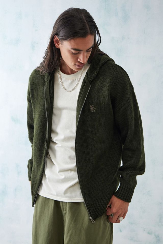 UO Nomad Green Knitted Felpa con cappuccio con zip  #1
