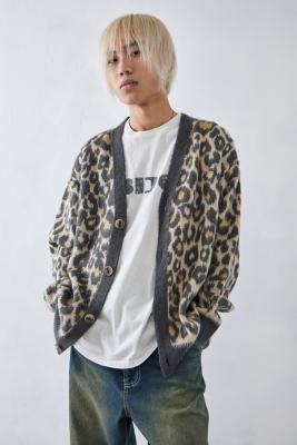 UO Brown Leopard Print Knitted Cardigan Urban Outfitters UK