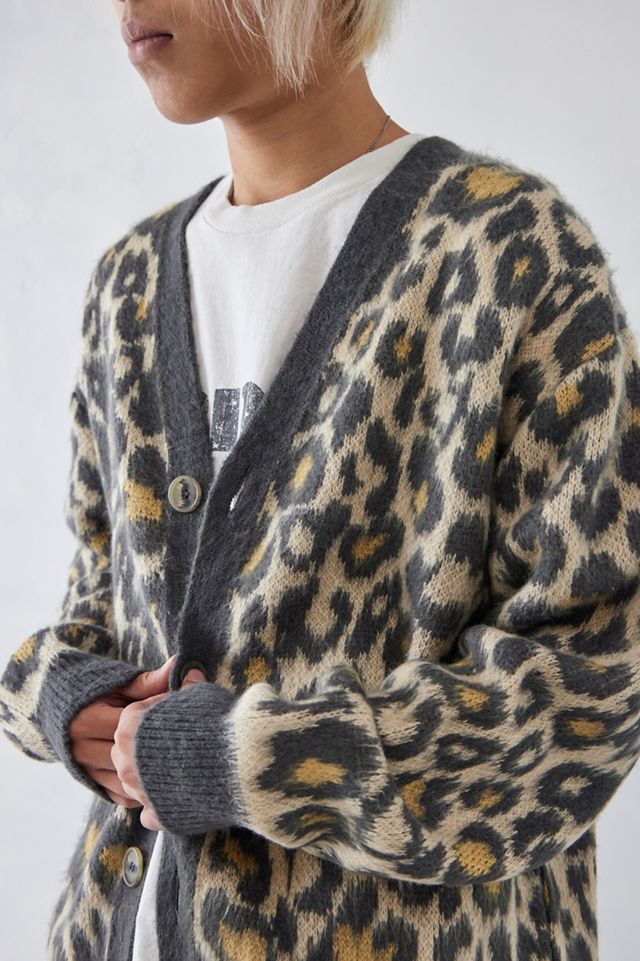 UO Brown Leopard Print Knitted Cardigan #1