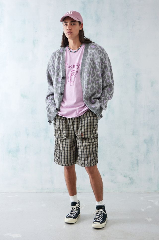 Cardigan Lavorato a Maglia UO Leopardato Lilla #2