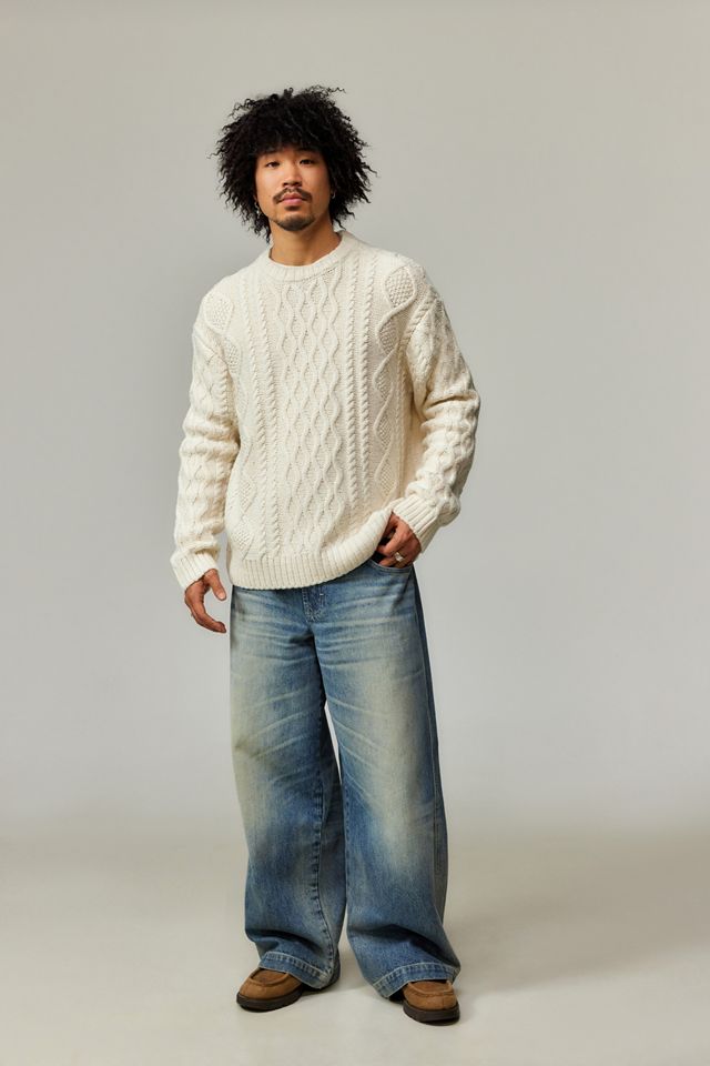 BDG Ecru Cable Knit Jumper #1