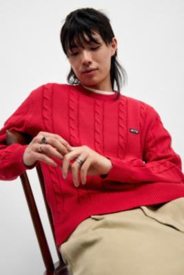 iets frans. Benni Cable Knit Jumper - Red L at Urban Outfitters