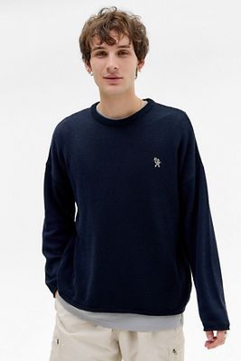 Ayker Marineblau Texturierter Strickpullover